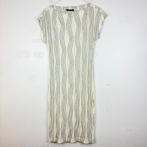 Pietro Filipi Striped Textured Midi Dress Gray Minimalist Czech Designer
